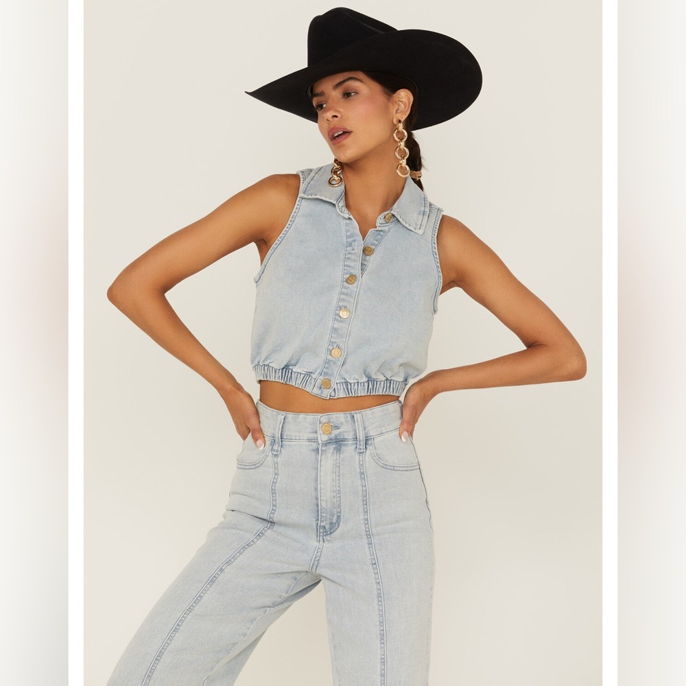 Show Me Your Mumu denim crop top